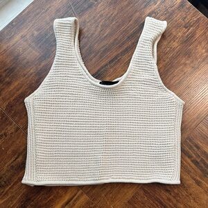 House of Harlow 1960 Ivory Knit Crop Top- Small - tank top- stretch